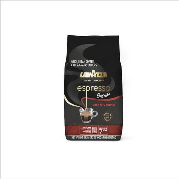 Lavazza Espresso Barista Gran Crema Whole Bean Coffee Blend, Medium Espresso Roast, 1 kg Bag - Chocolate and Spicy Aroma