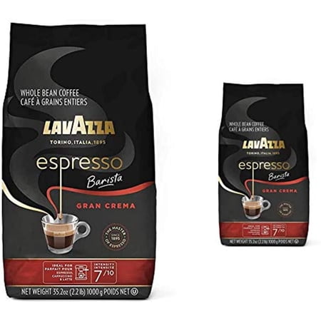 Lavazza Espresso Barista Perfetto Whole Bean Coffee 100% Arabica, Medium Espresso Roast, 2.2-Pound Bag & Espresso Barista Gran Crema Whole Bean Coffee Blend, Medium Espresso Roast, 35.2 Oz Bag