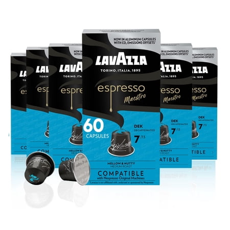 Lavazza Espresso Decaffeinated Dek Medium Roast Arabica & Robusta Aluminum Capsules Compatible With Nespresso Original Machines ,Value Pack, Round And Well-Balanced, Intensity 7 Of 13, 10 Count (