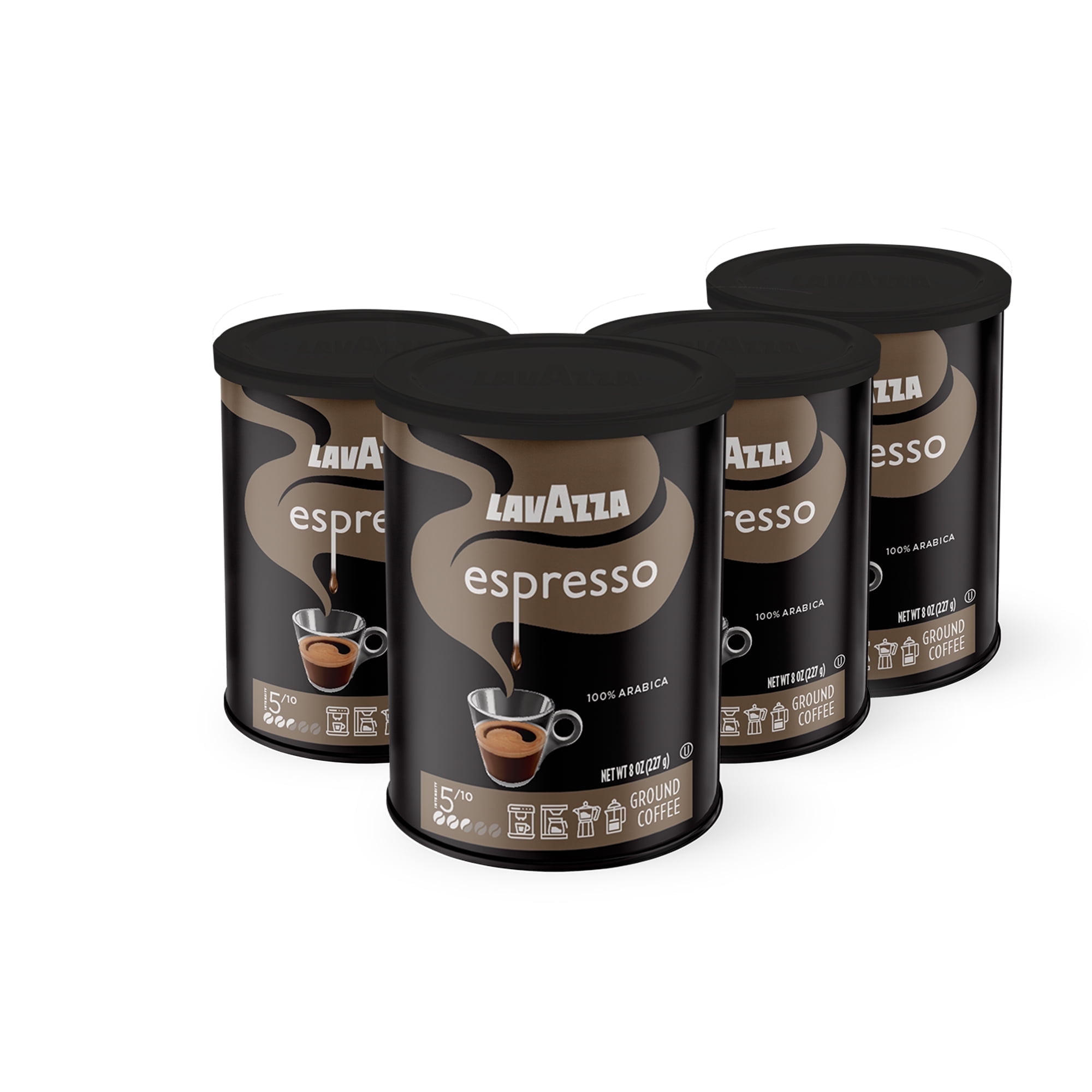 Lavazza Espresso Ground Coffee, Medium Roast, 100% Arabica, 8 oz Tin (Pack of 4)