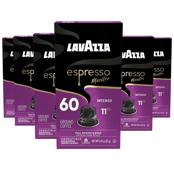 Lavazza Espresso Intenso Medium-Dark Roast Aluminum Capsules Compatible with Nespresso Original Machines (Pack of 60)