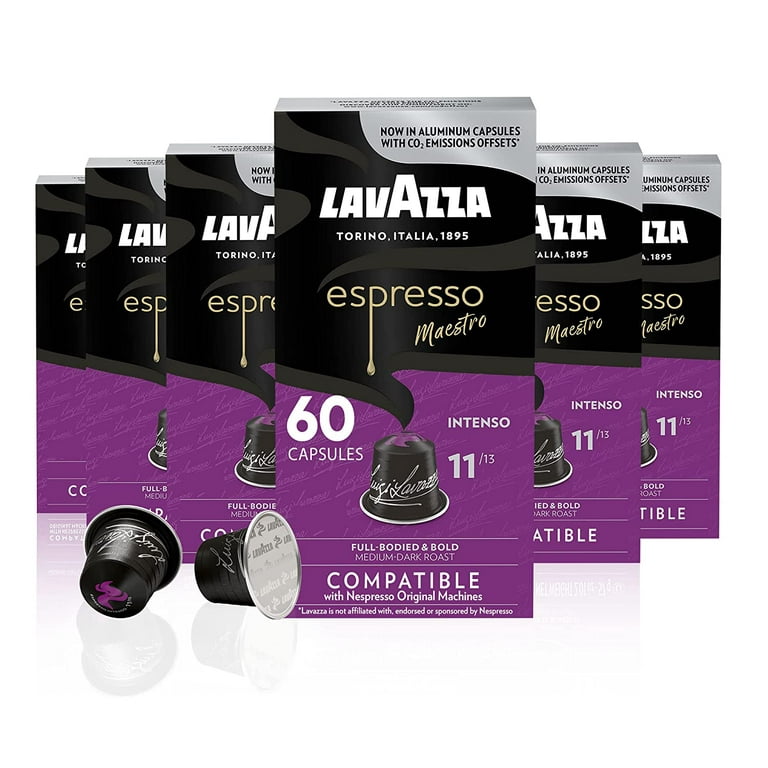 Lavazza Espresso Intenso Medium Dark Roast Arabica & Robusta Aluminum  Capsules Compatible with Nespresso Original Machines (Pack of 60)