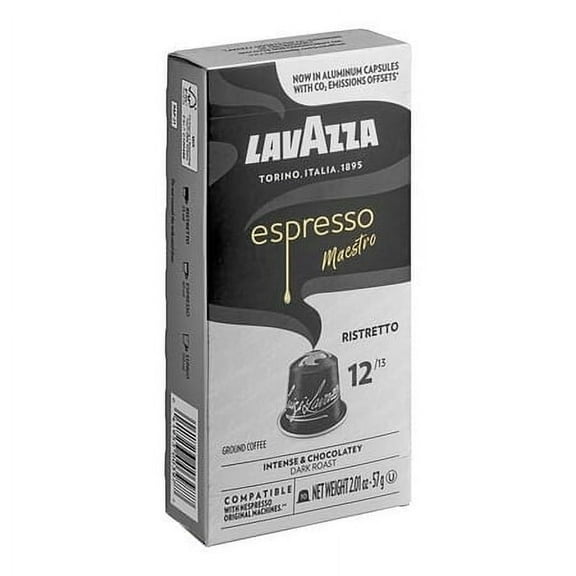 Lavazza Ground Extra Dark Roast Espresso Maestro Ristretto Coffee 10 Capsules