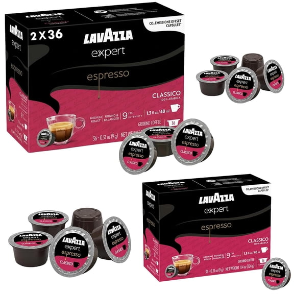 Lavazza Expert Espresso Classico Capsules – 72 Count – Medium Roast Coffee Pods Made with 100% Arabica Beans – Compatible with Lavazza Classy Mini & Classy Plus Machines