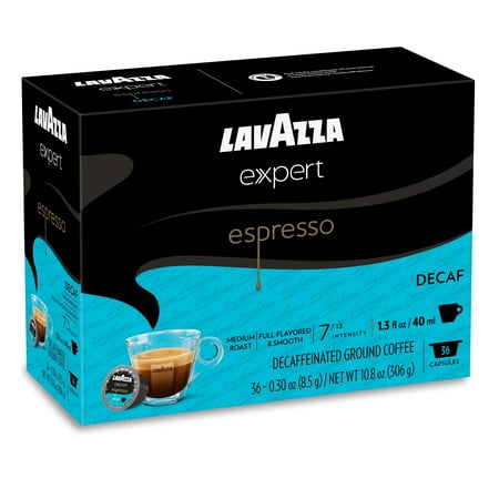 Lavazza Expert Espresso Decaf Capsules, Medium Roast, Arabica and Robusta Blend, Compatible with Lavazza Classy Machines (36 Capsules)