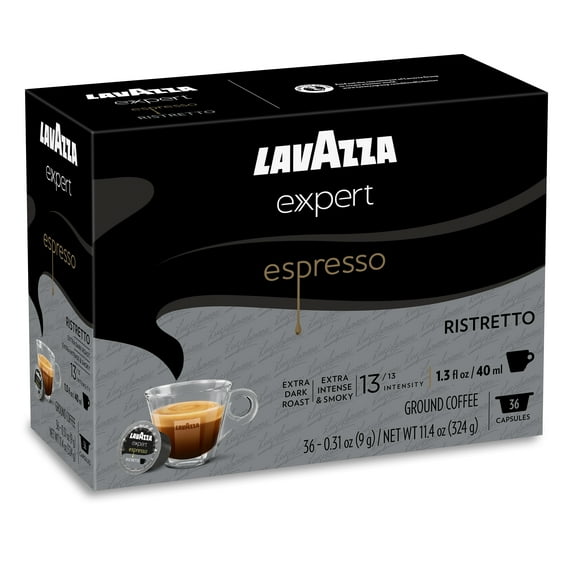 Lavazza Expert Espresso Ristretto Capsules, Extra Dark Roast, Arabica and Robusta Blend, Compatible with Lavazza Classy Machines (36 Capsules)
