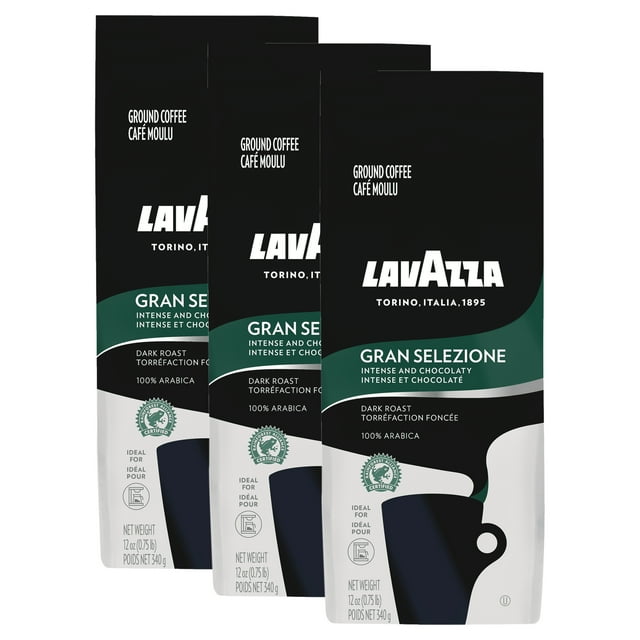 (3 pack) Gran Selezione Dark Roast Ground Coffee by Lavazza 12 oz Coffee