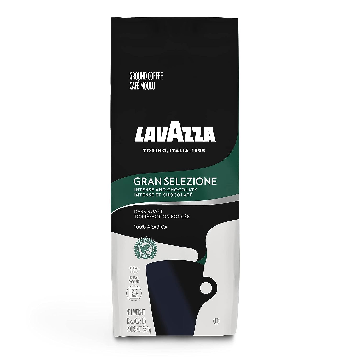Lavazza Gran Selezione Ground Coffee Blend, Dark Roast, 12Ounce Bag