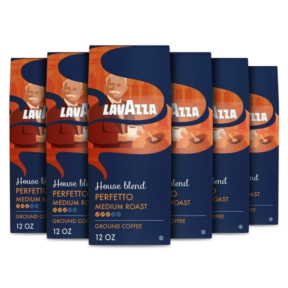 Lavazza House Blend Perfetto Ground Coffee, Medium Roast, 100% Arabica, 12 oz Bag (Pack of 6)