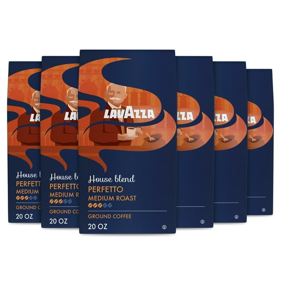 Lavazza House Blend Perfetto Ground Coffee, Medium Roast, 100% Arabica, 20 oz Bag (pack of 6)