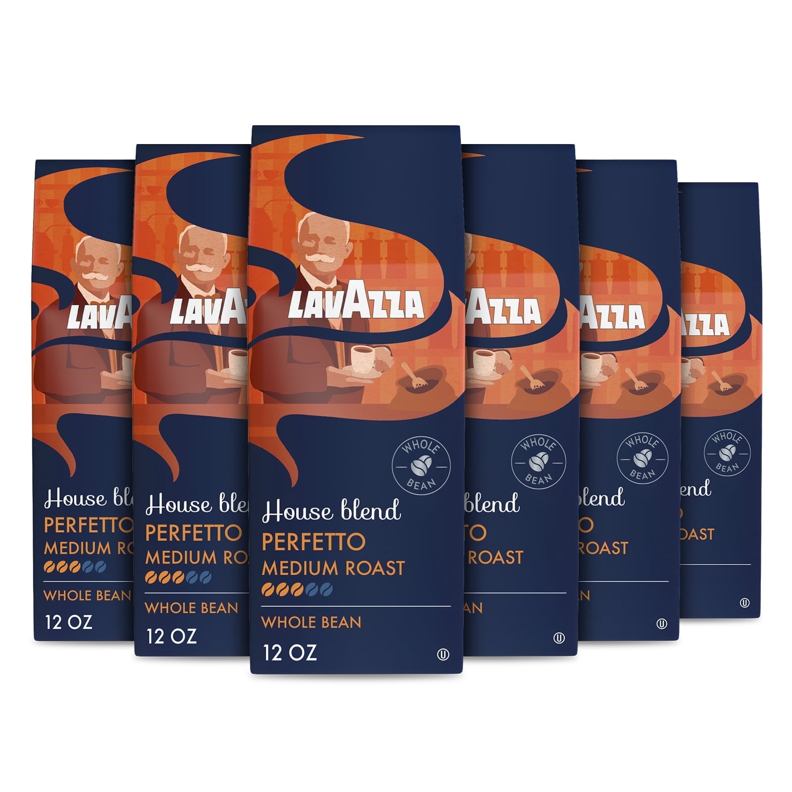 Lavazza House Blend Perfetto, Medium Roast, 100% Arabica, 12 oz Bag (Pack of 6), Whole Bean Coffee