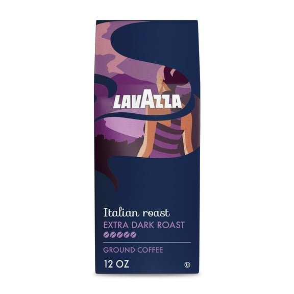 Lavazza Italian Roast Ground Coffee, Extra Dark Roast, 100% Arabica, 12 oz Bag