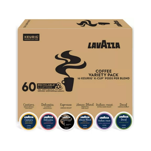 Lavazza Keurig K-Cup Variety Pack, Contains Light, Medium, and Extra Dark Roast (60 pods)