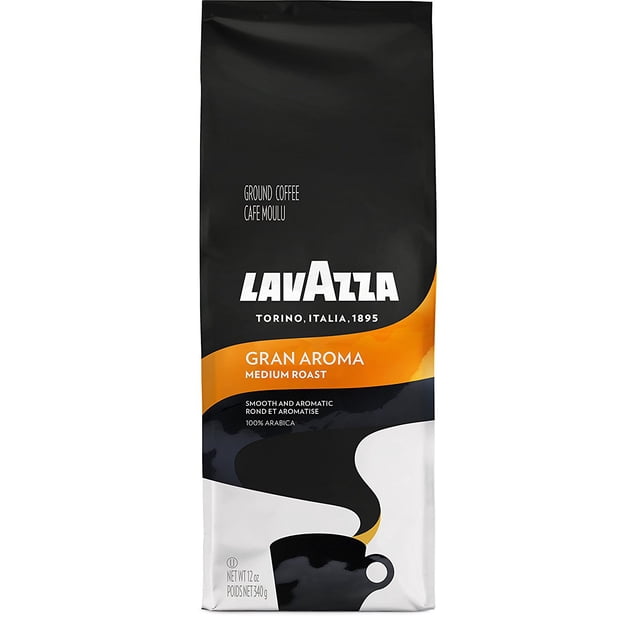 Lavazza Medium Roast Ground Coffee, Gran Aroma, 12 Oz, 1 Ct