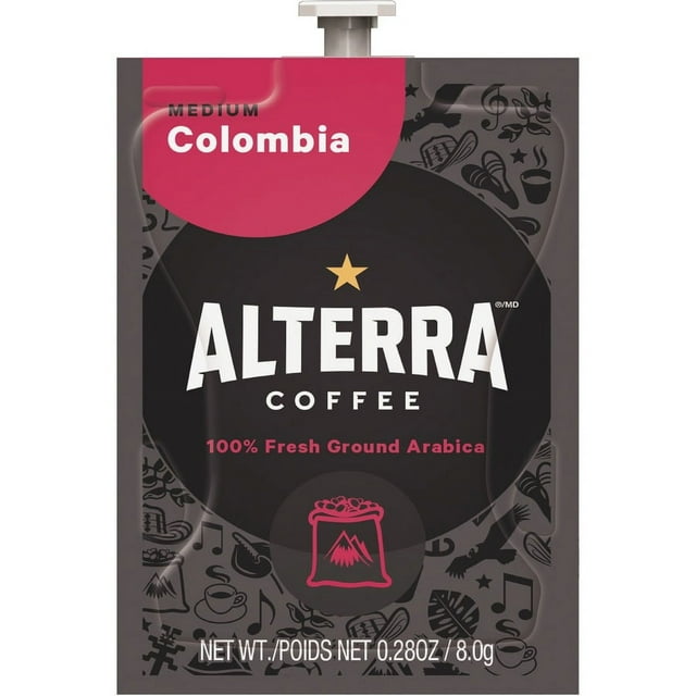 Lavazza Portion Pack Alterra Colombia Coffee - Compatible with Flavia Creation 150, Flavia Creation 200, Flavia Creation 500 - Medium - 100 / Carton | Bundle of 5 Cartons