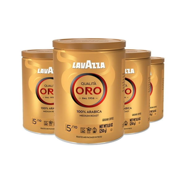 Lavazza Qualit Oro Ground Coffee, Medium Roast, 100% Arabica, 8.8 oz Tin (Pack of 4)