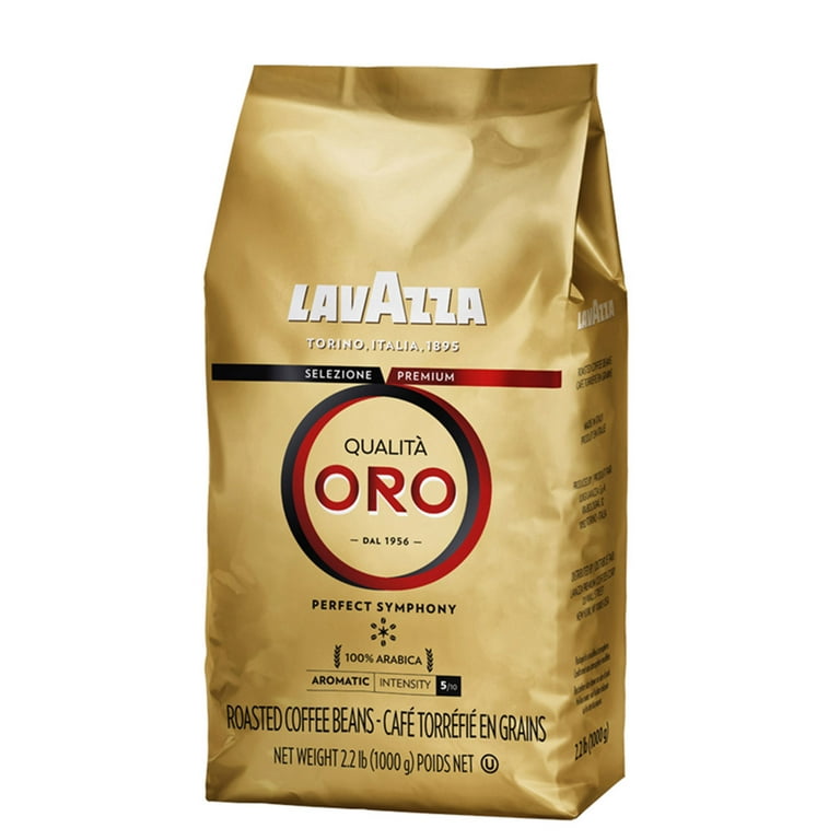 Lavazza qualità Oro Whole Bean Coffee Blend, Medium Roast, 2.2-Pound Bag (Pack of 6)