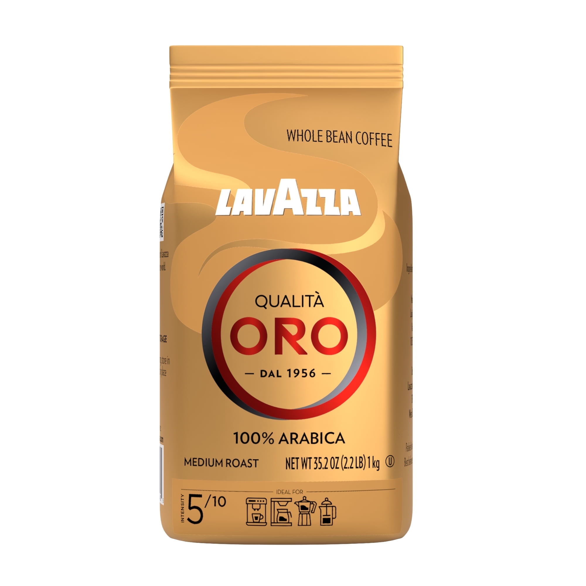 Lavazza Qualit Oro Whole Bean Coffee, Medium Roast, 100% Arabica, 2.2 lb Bag (Pack of 1)