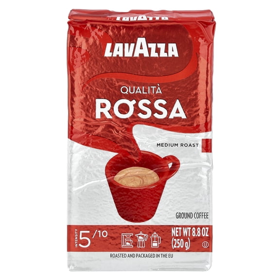 Lavazza Qualit Rossa Ground Coffee, Medium Roast, Arabica and Robusta Blend, 8.8 oz Bag