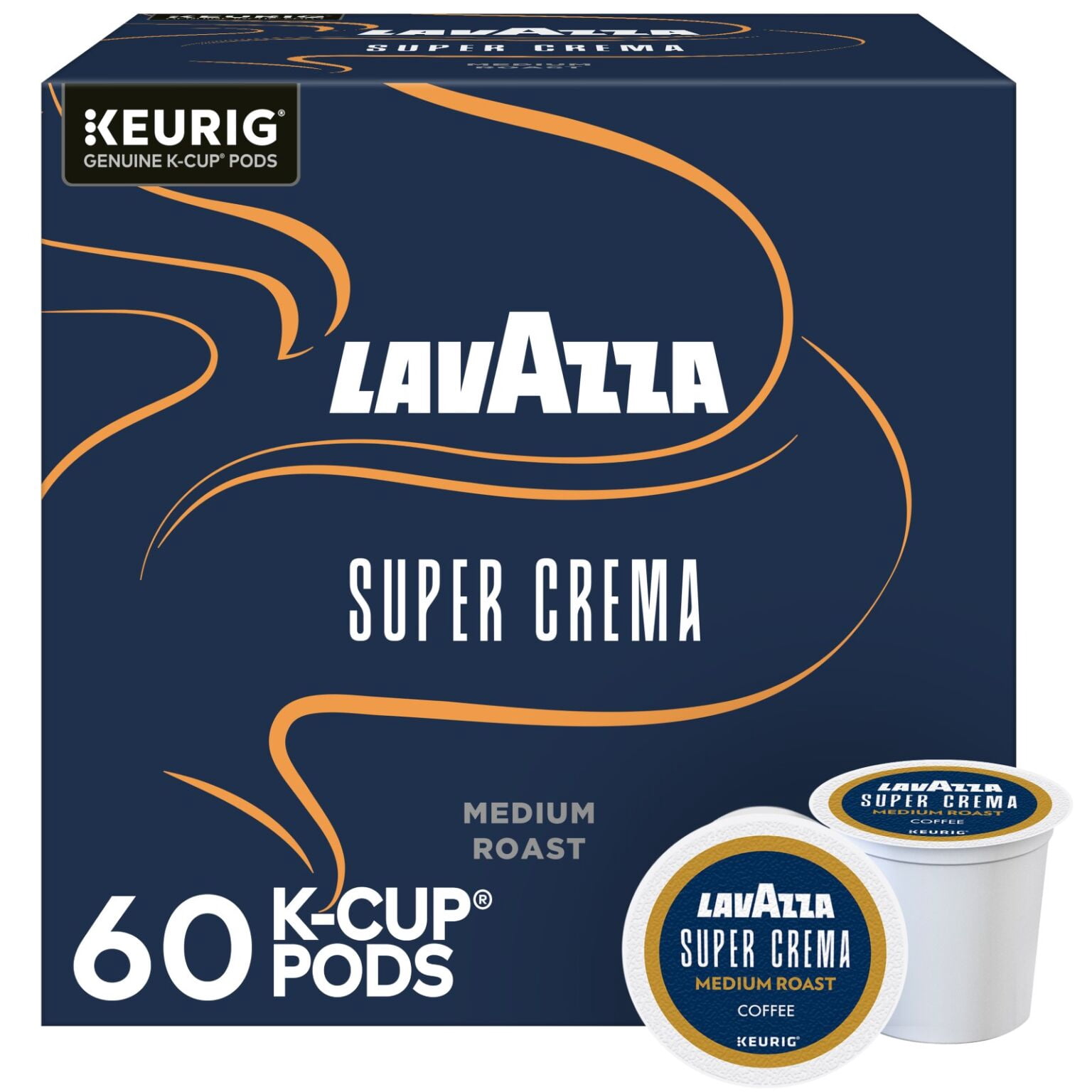 Lavazza Super Crema Keurig K-Cup® Pods, Medium Roast, Arabica and Robusta Blend (60 Pods)