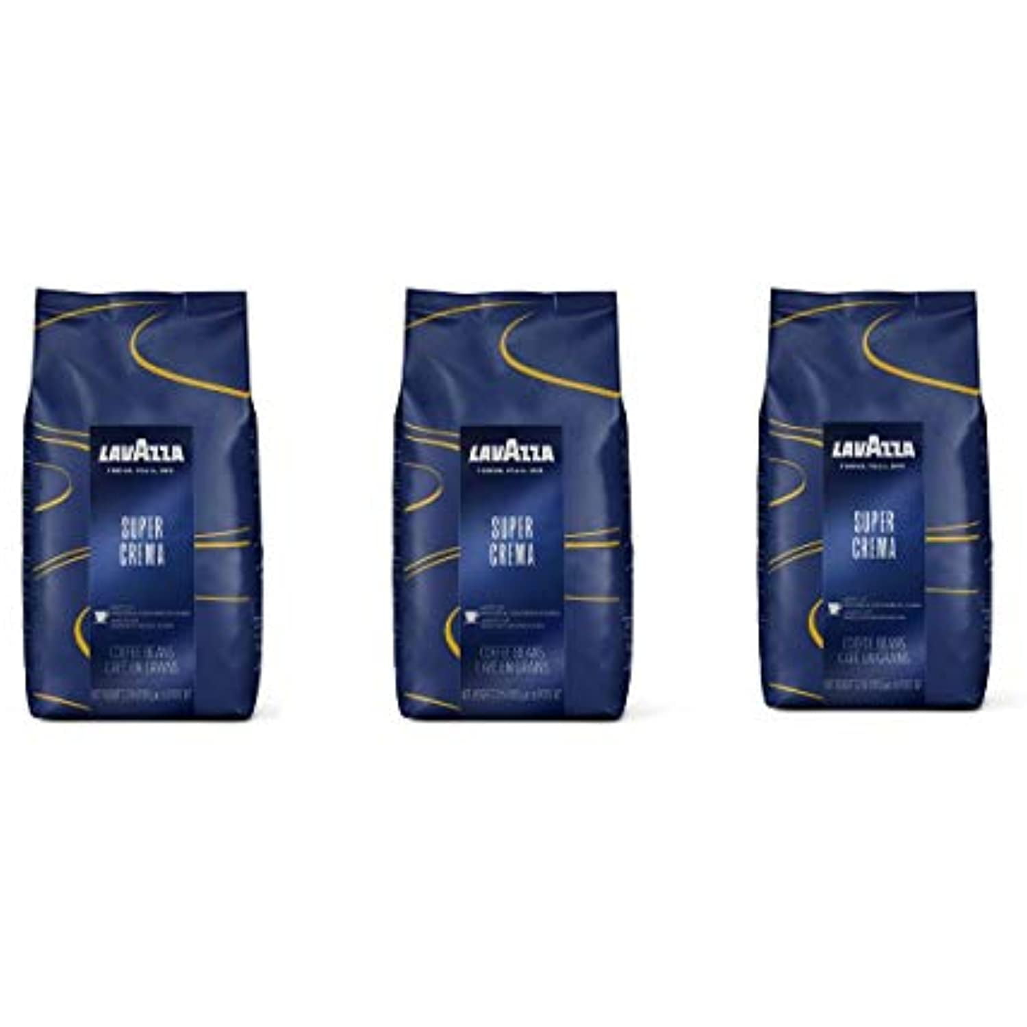 Lavazza Super Crema Whole Bean Coffee Blend, Medium Espresso Roast, 2.2-Pound Bag (Super Crema, 2.2 Pound (Pack Of 3))