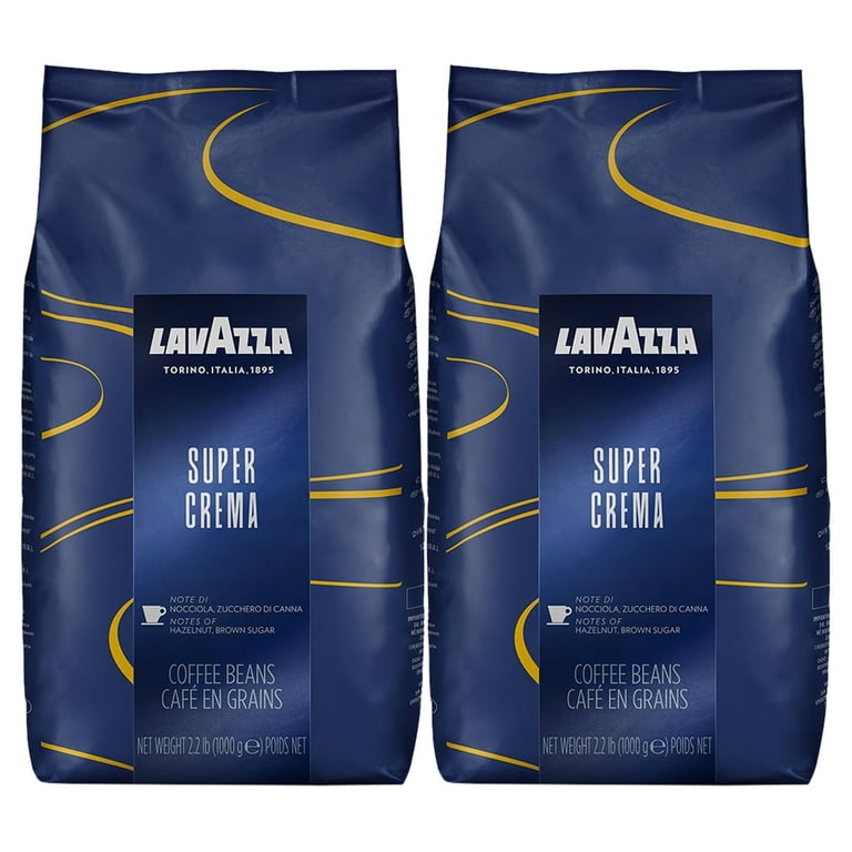 (2 pack) Lavazza Super Crema Whole Bean Coffee Blend, Medium Espresso  Roast, 35.2 Ounce Bag