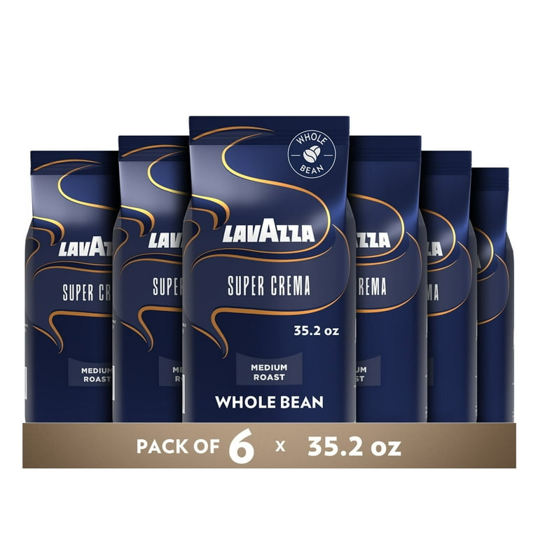 Lavazza Super Crema Italian Cafe Aroma Whole Bean Coffee, Medium