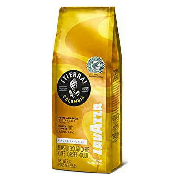 Lavazza | TIERRA - Colombia 100% Arabica Coffee; Blended & Roasted in Italy; Fruity Aroma With a Balanced Body; Notes of Grapefruit, Red Fruits & Honey | Ground Coffee, 16oz (2 Bags x 8oz)
