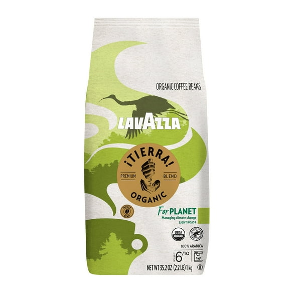Lavazza ¡Tierra! Organic for Planet Whole Bean Coffee, Light Roast, 100% Arabica, 2.2 lb Bag