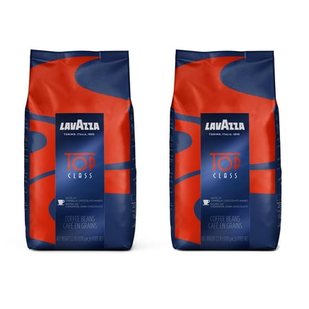 Lavazza Top Class Whole Bean Coffee, Arabica and Robusta Blend, 2.2 lb Bag (Pack of 2)