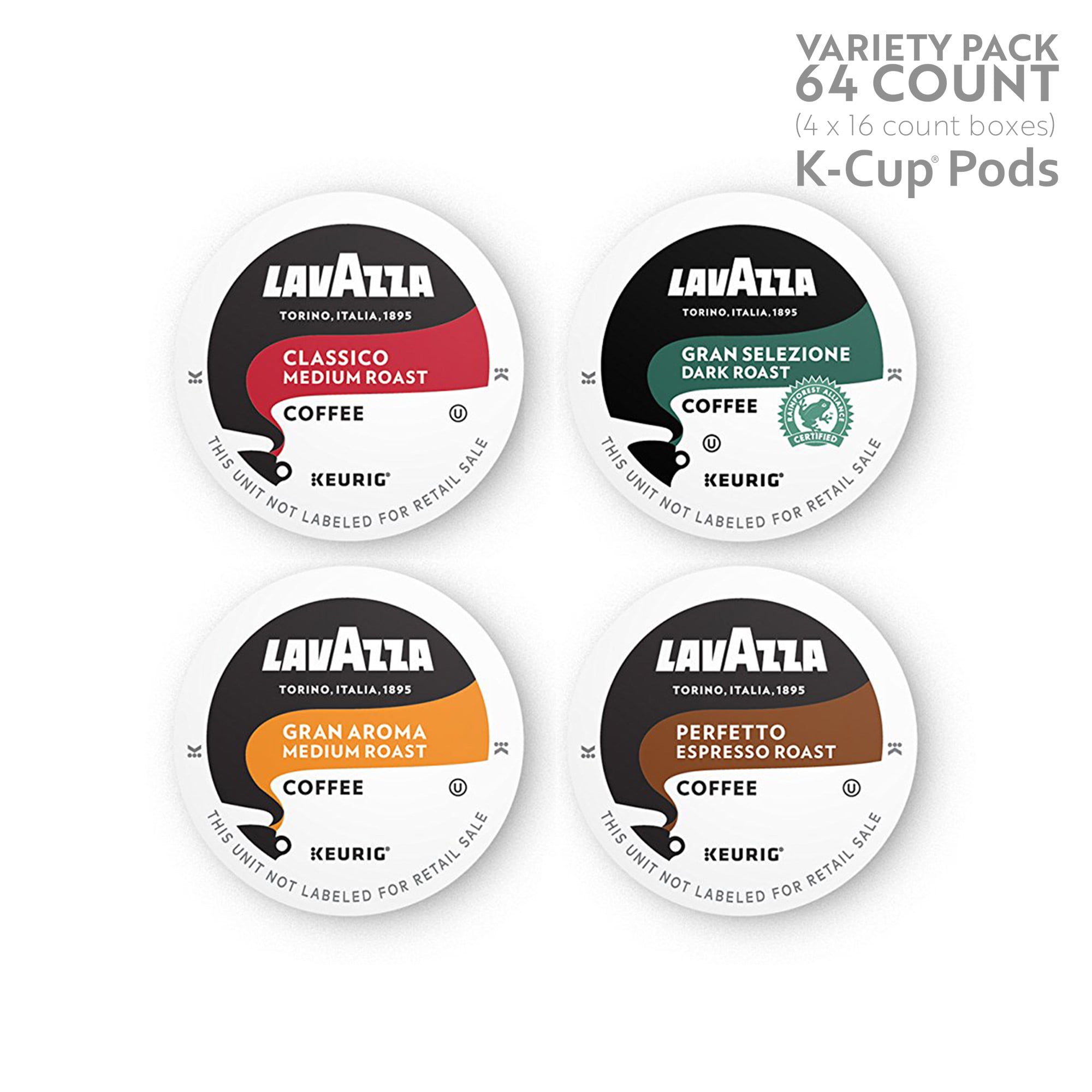 Lavazza Variety Pack SingleServe KCup Coffee Pods for Keurig Brewers, 16Ct Boxes (Pack of 4