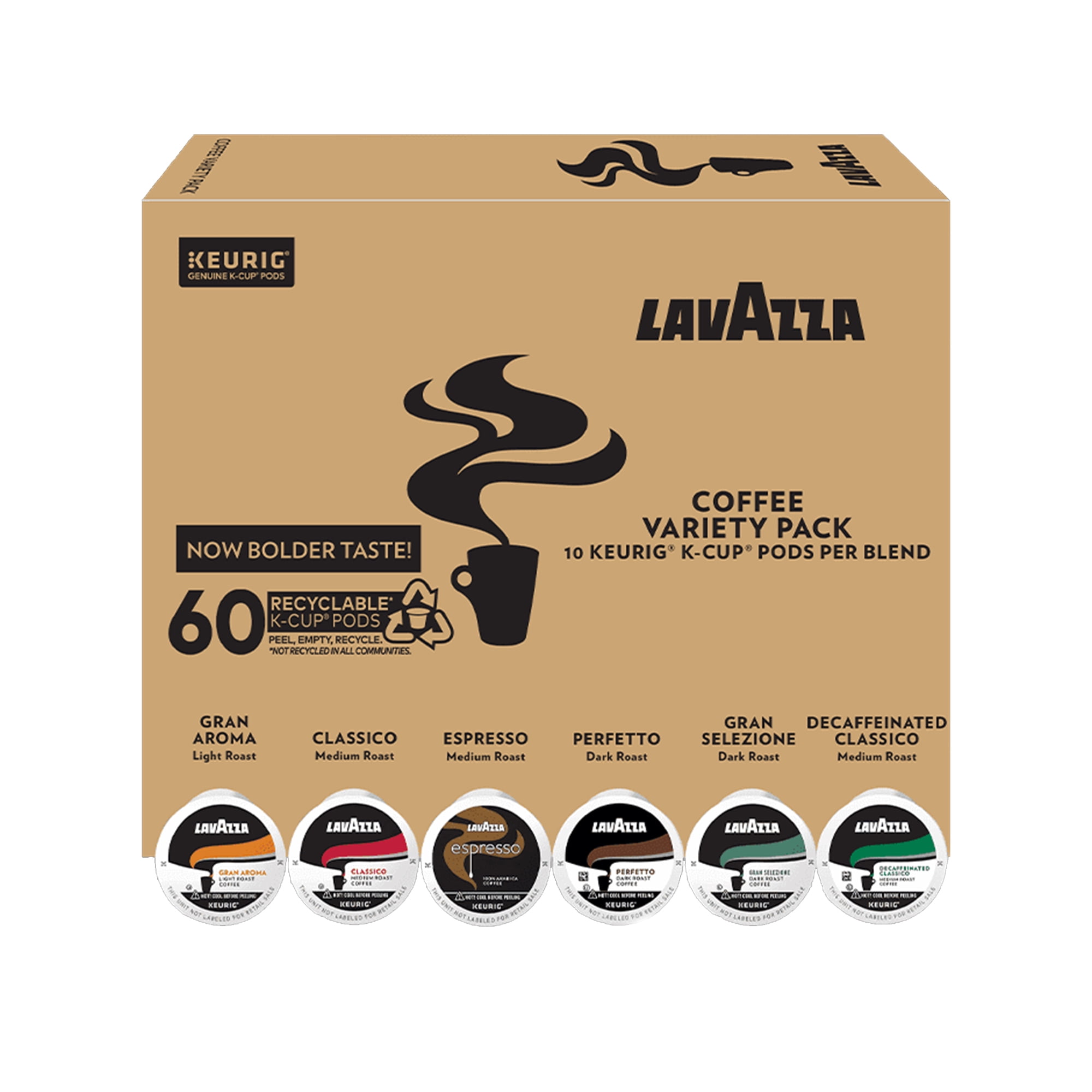 Lavazza Variety Pack Single-Serve K-Cup Pods for Keurig Brewer Coffee, 60 Count (Pack of 1)