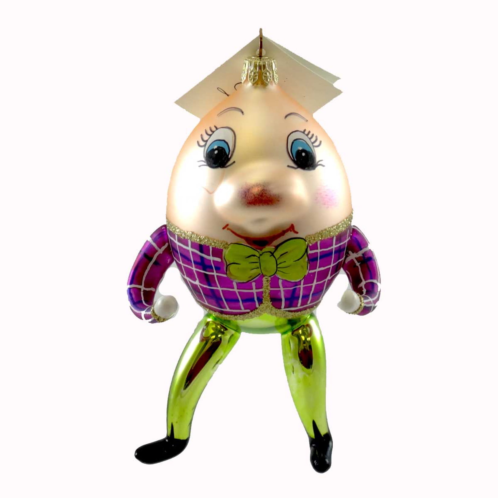 Laved Italian Ornaments Humpty Dumpty Plaid Vest Glass Egg Nursery