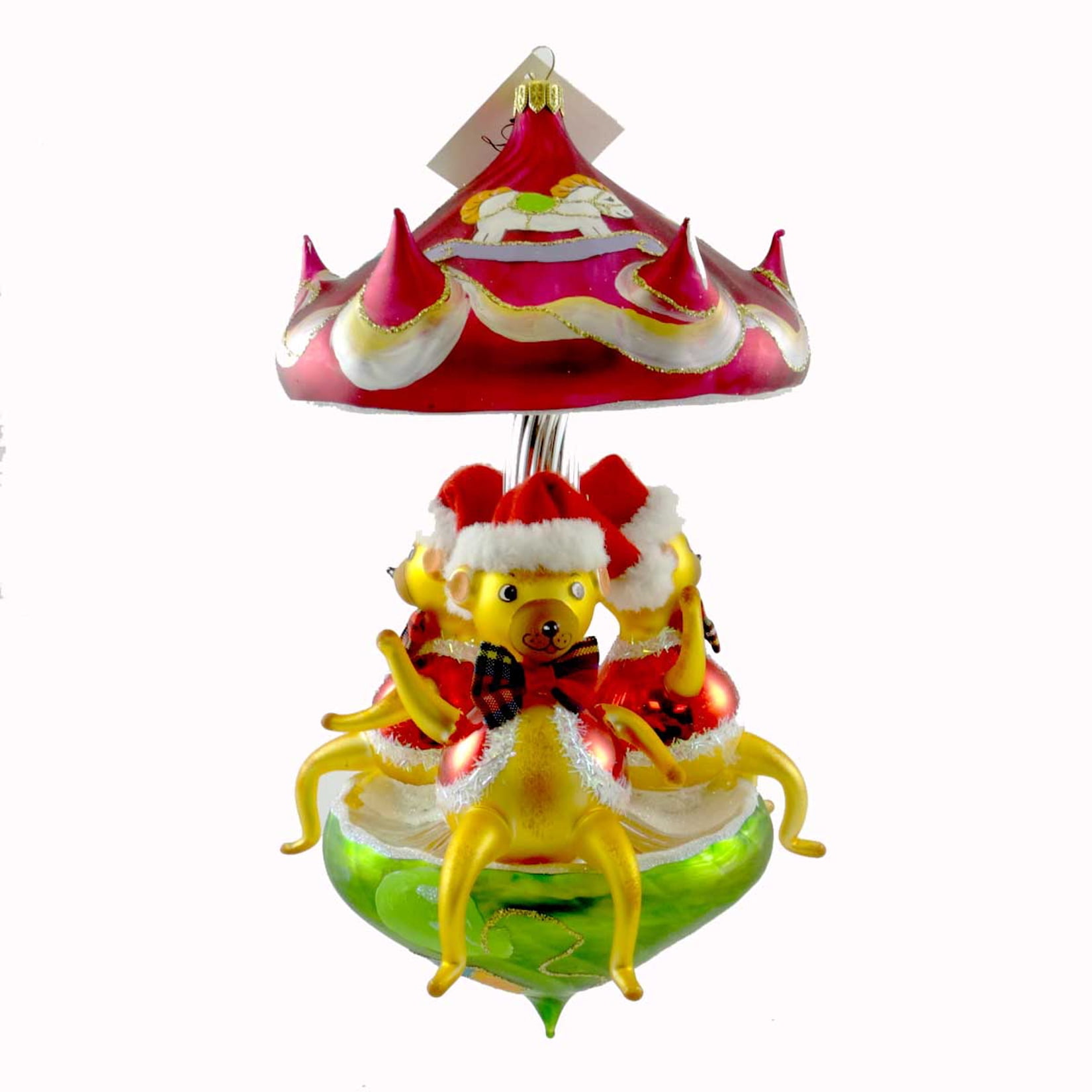 Laved Italian Ornaments Teddy Bear Carousel Glass Christmas Ornament ...
