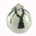 thumbnail image 1 of Laved Italian Ornaments WHITE BALL BLACK SILVER TASSELS Glass Christmas 24373, 1 of 3