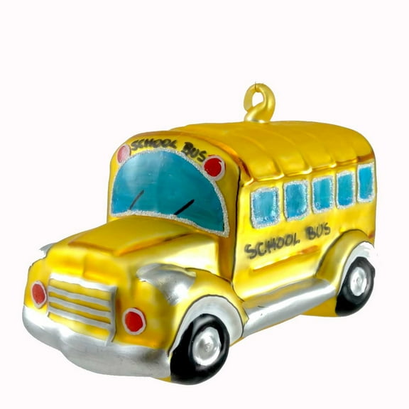 Laved Italian Ornaments Yellow School Bus Glass Vehicle Christmas St8601