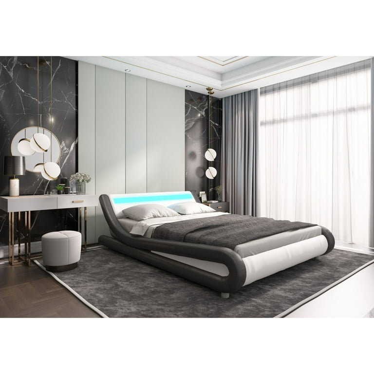 Lavely upholstered low profile sleigh bed deals