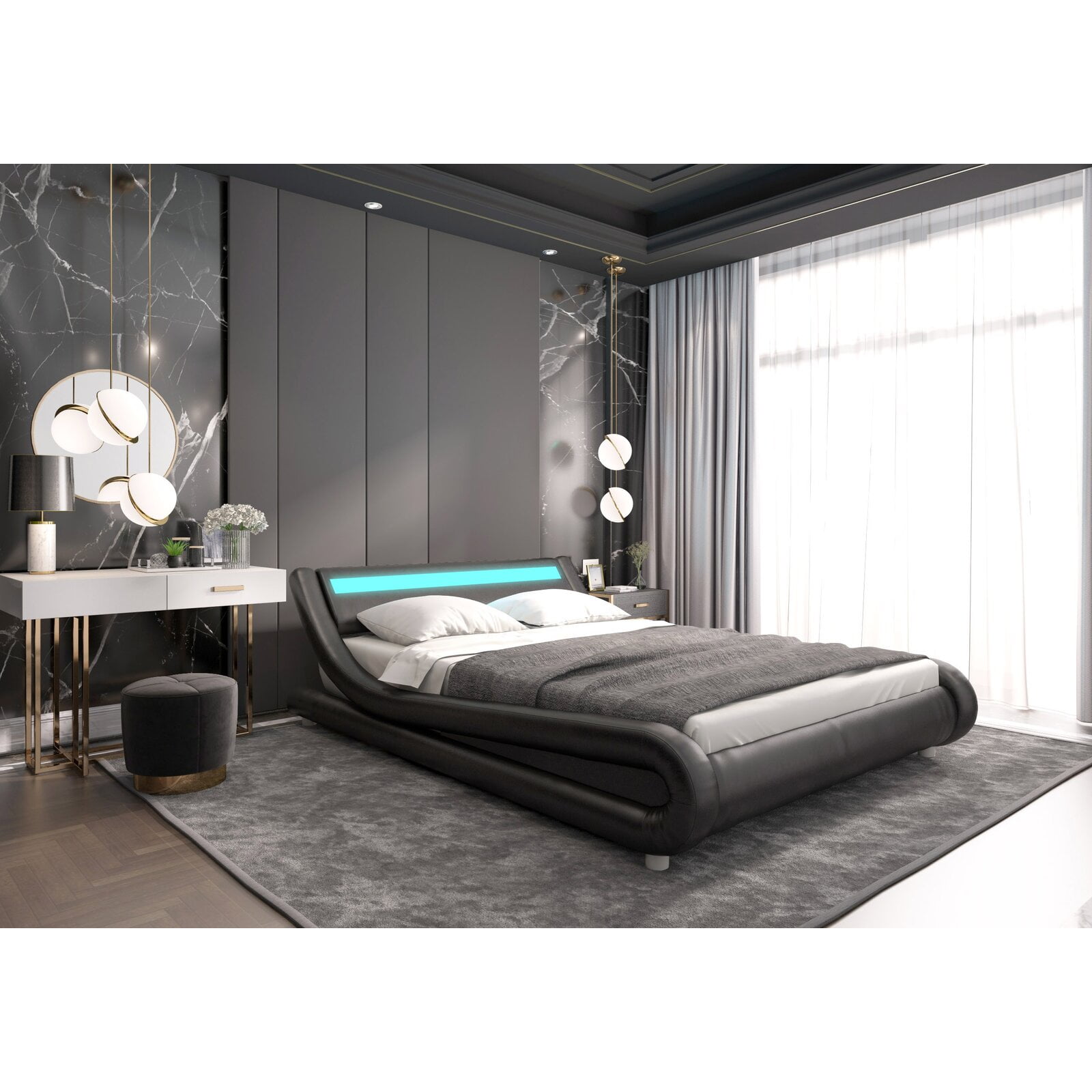 Abner upholstered sleigh bed deals