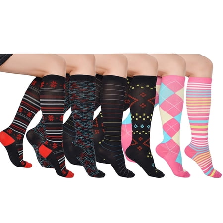 Lavencious Compression Socks 6 Pairs 8-15mmHg for Women Medium Size Shoe Size 6-10