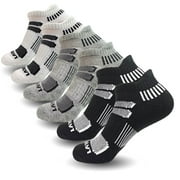 Lavencious Cushioned Low Cut Sport Ankle Athletic Socks for Men, 6 Pairs, Fit Men Shoe Size 7-12(Black Gray White)