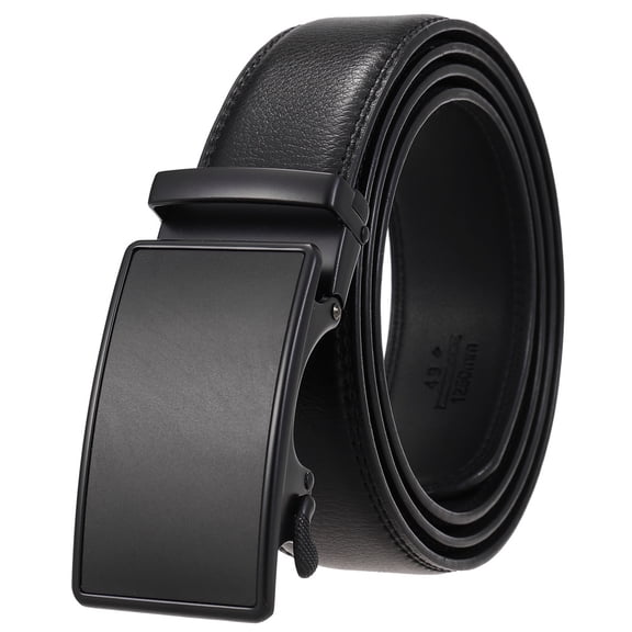 Lavencious Men's Genuine Leather Dress Ratchet Slide Belt 1.38" (Black)