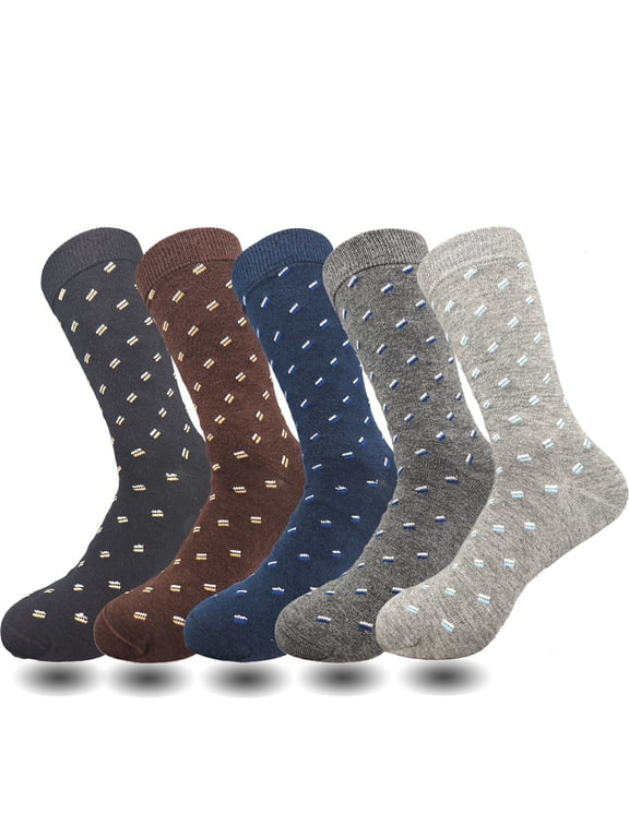 Mens Bamboo Dress and Pattern Socks 5 Pairs for Men Shoe Size 7-12, Sock Size10-13, 5 Pairs