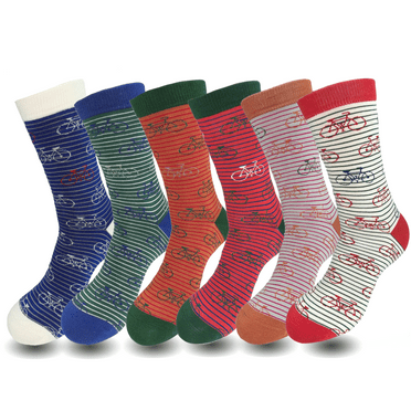 Lavencious Natural Bamboo Crew Dress Socks 5 or 6 Pairs for Men Shoe Size 7-12(Bicycle Striped)