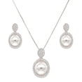 thumbnail image 1 of Lavencious Oval Dangle Jewelry Set Cream Color Pearl Necklace & Earrings Sets for Women, 1 of 4