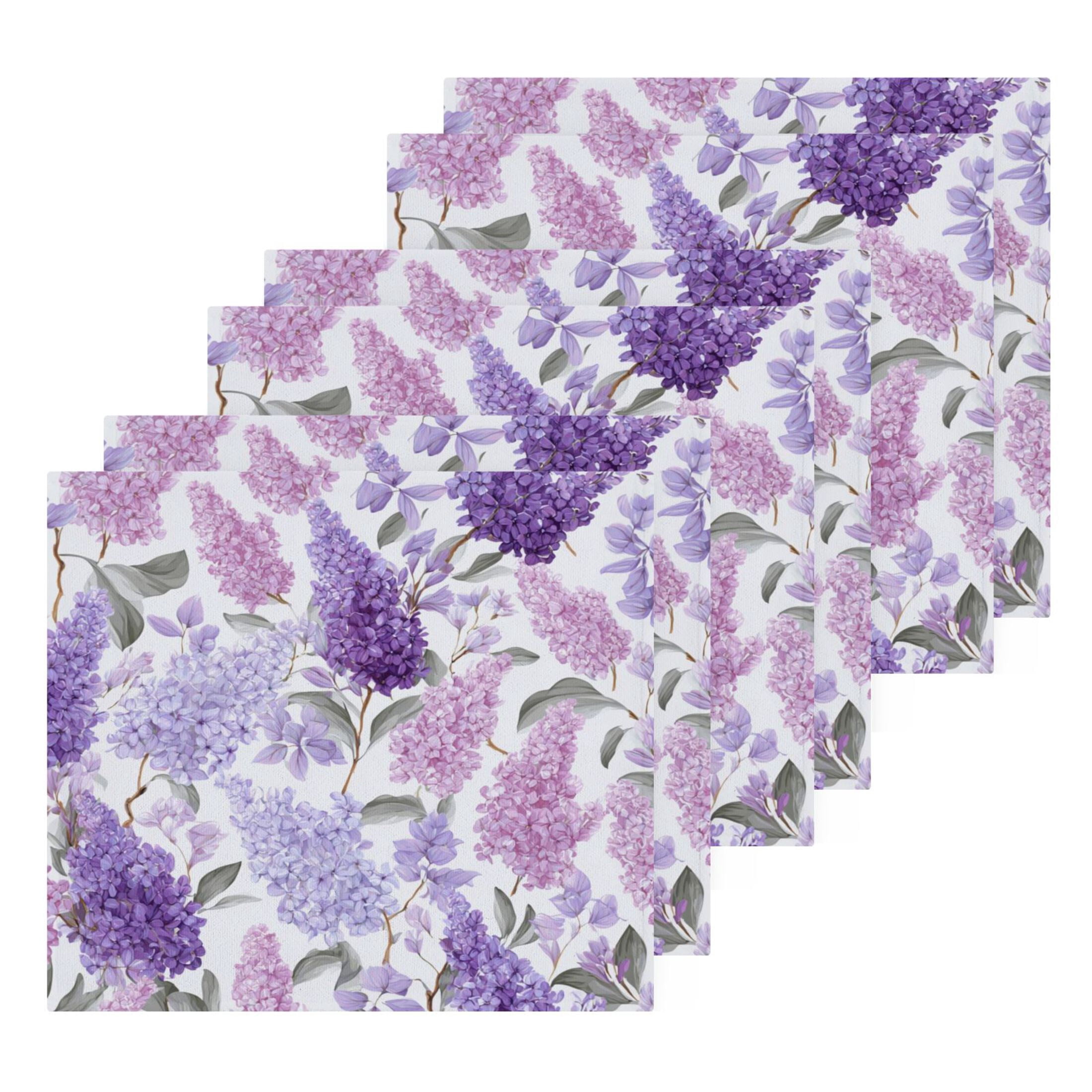 Lavender 100% Cotton Face Towel 12x12in Soft Absorbent Washcloth Durable Printed Hand Towels for Bathroom Travel 6 Pcs