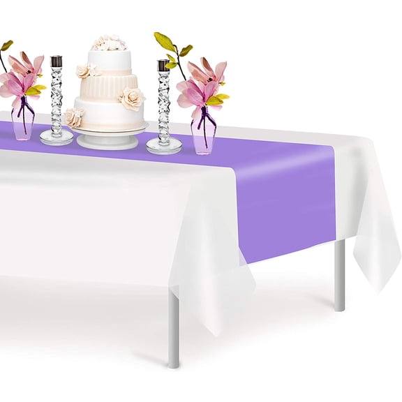 Lavender 12 Pack Premium Disposable Plastic Table Runner 14 x 108 Inch. Decorative Table Runner for Dinner Parties & Events, Decor By Grandipity