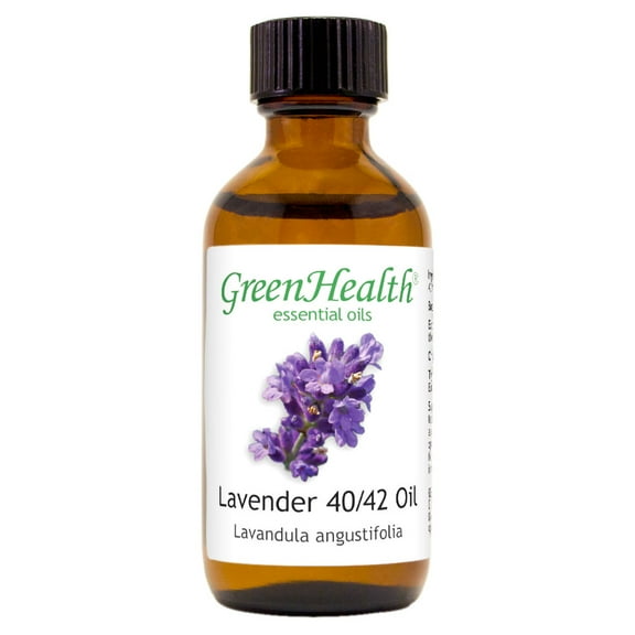 Lavender 40/42 Essential Oil - 2 fl oz (59 ml) Glass Bottle w/ Cap - 100% Pure Essential Oil by GreenHealth