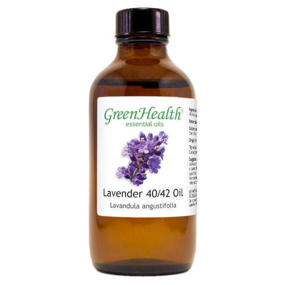 Lavender 40/42 Essential Oil - 4 fl oz (118 ml) Glass Bottle w/ Cap - 100% Pure Essential Oil by GreenHealth