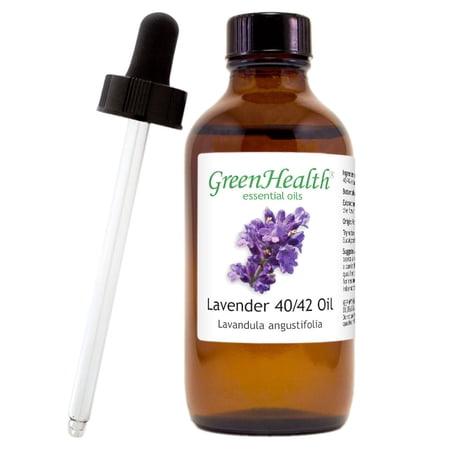 Lavender 40/42 Essential Oil - 4 fl oz (118 ml) Glass Bottle w/ Cap and Glass Dropper - 100% Pure Essential Oil by GreenHealth