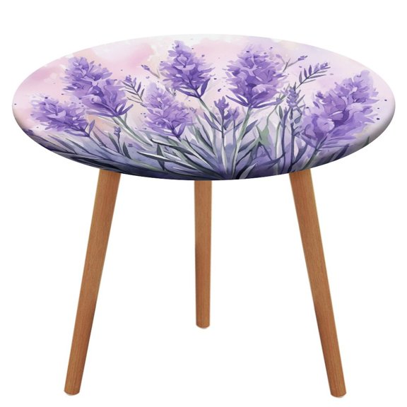 Lavender (53) Tablecloth Round Elastic Fitted Waterproof Table Cover Cloth for Dining Room Indoor Outdoor Decor